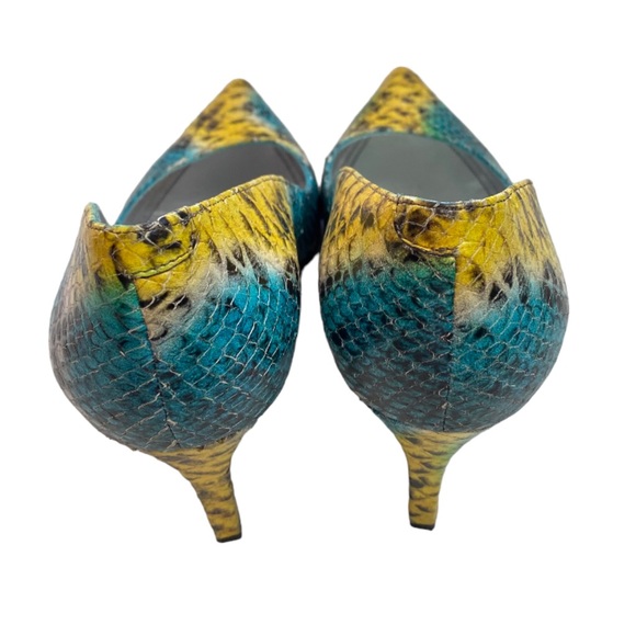 Y2K FREE LANCE Leather Multicolor Snakeskin Heels - Picture 4 of 16